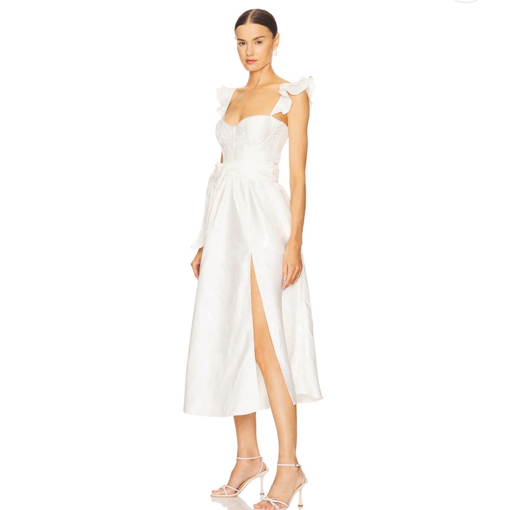 V. Chapman Vera Bustier Midi Dress in White Baroque Floral - Picture 3 of 12